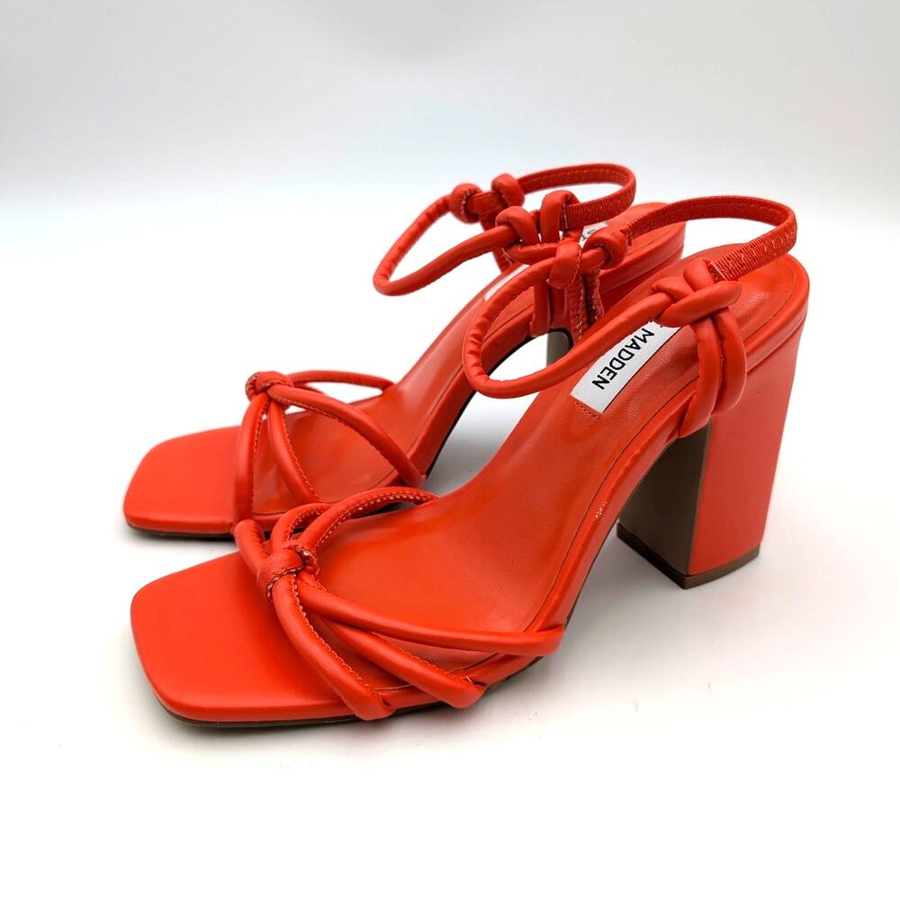 Steve Madden Tokio Knot Block Heel Sandals Women's Orange Size US7.5 EU38